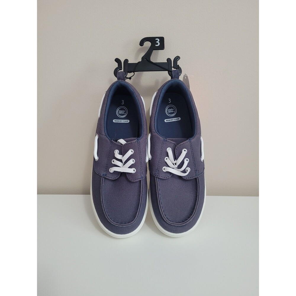 NEW Wonder Nation Casual Slip On Boat Shoe Navy Boys Size 3